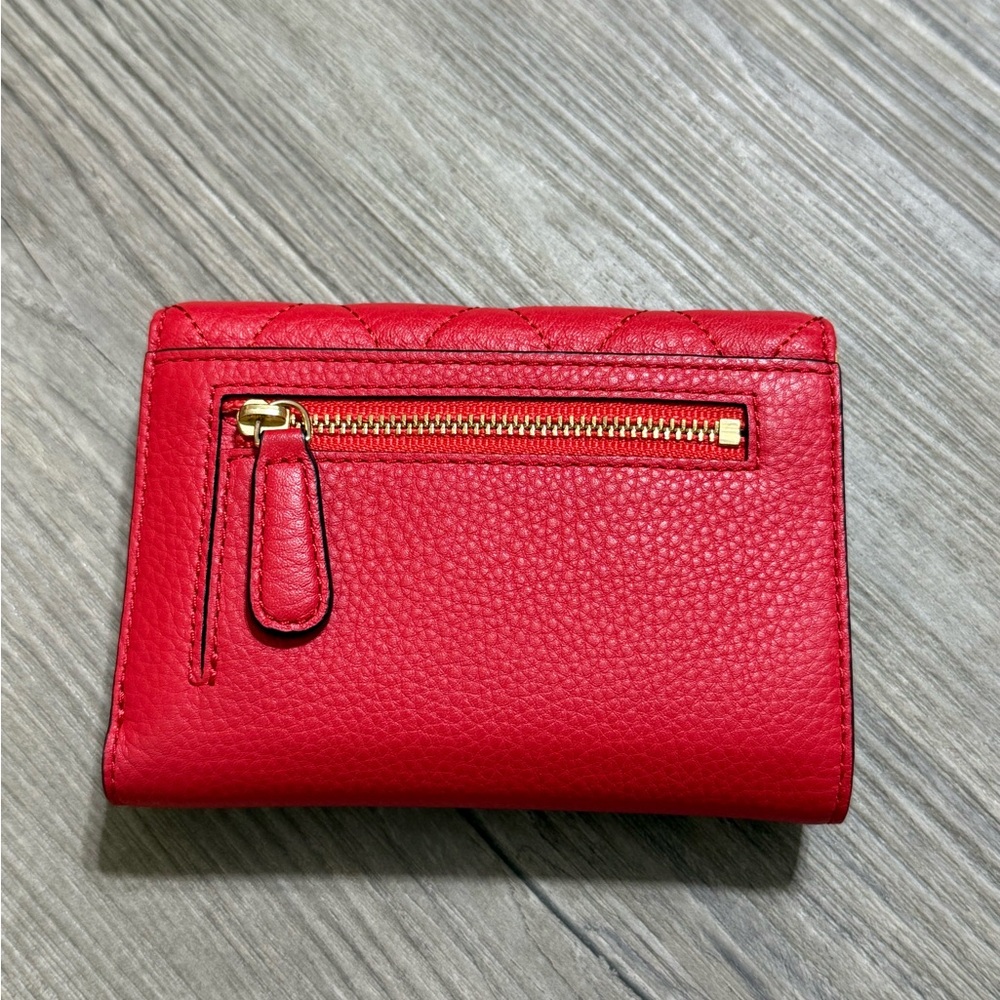 Vera Bradley Leather Riley Compact Wallet Canyon Sunset Red - Picture 2 of 7